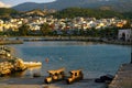 View of the port of Rethymno at sunset Royalty Free Stock Photo