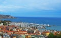 View port of San Remo San Remo and of the city on Azure Italian Riviera, province of Imperia, Western Liguria, Italy Royalty Free Stock Photo