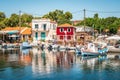 View of port and town of Molyvos Mithymna, Lesvos Lesbos Island, Greece.