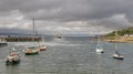 A view of a port with various ships and boats in Mallaig