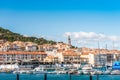 View of the port with yachts, Sete, France. Copy space for text. Royalty Free Stock Photo