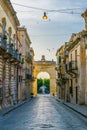 View of the Porta Reale o Ferdinandea in Noto, Sicily, Italy Royalty Free Stock Photo