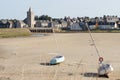 View of Portbail, France, Normandy in tidal Royalty Free Stock Photo