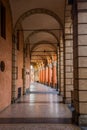 View of a portico in Bologna, Ita