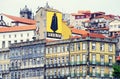 View of Porto buildings with Sandeman Advertising Signboard, Portugal