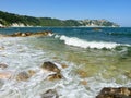 View of Portonovo beach in the Conero park, Marche region, Italy