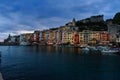 View of Portovenere or Porto Venere town on Ligurian coast at night. Italy Royalty Free Stock Photo