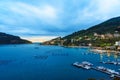 View of Portovenere or Porto Venere town on Ligurian coast at night. Italy Royalty Free Stock Photo