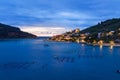 View of Portovenere or Porto Venere town on Ligurian coast at night. Italy Royalty Free Stock Photo