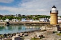 View of Portpatrick lighthouse and harbour Royalty Free Stock Photo