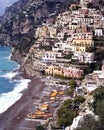 View of Positano beach and town, Italy. Royalty Free Stock Photo