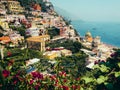 View of Positano colors, amazing lanscape of positano coty