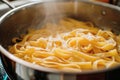 View into a pot while cooking some pasta Royalty Free Stock Photo