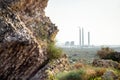 View of the power station from the side of Ashkelon National Park.