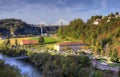 View of Poya bridge, Fribourg, Switzerland, HDR Royalty Free Stock Photo