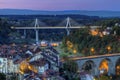 View of Poya and Zaehringen bridge, Fribourg, Royalty Free Stock Photo