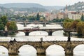 Prague bridges and Vltava river from Petrin hill, Prague, Czech Republic