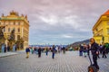 View of Prague Castle square at twilight Czech Republic Royalty Free Stock Photo