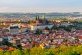 View of Prague Castle with St. Vitus Cathedral from Petrin Tower, Czech Republic Royalty Free Stock Photo