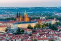 View of Prague Castle with St. Vitus Cathedral from Petrin Tower, Czech Republic Royalty Free Stock Photo