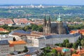 View of Prague Castle with St. Vitus Cathedral from Petrin Tower, Czech Republic Royalty Free Stock Photo