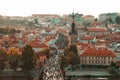View of Prague and Charles` Bridge from the Bridge Tower Royalty Free Stock Photo
