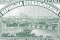 View of Prague from Czechoslovak money Royalty Free Stock Photo