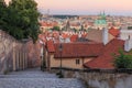 View from the Prague district Lesser Town at dusk Royalty Free Stock Photo