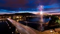 The View on Prague Hill Petrin timelapse with Owl's Mills day to night with beautiful colorful sky, Czech Republic