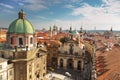 View of Prague from the old town bridge tower of Charles bridge. Royalty Free Stock Photo