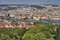 View of Prague old town, Charles bridge, St Vitus Cathedral and red roofs Royalty Free Stock Photo