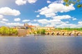 View of Prague old town, historical center with Prague Castle, St. Vitus Cathedral in Hradcany district, Charles Bridge Royalty Free Stock Photo