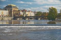 View of the Prague River Vltava and the Manesuv Bridge
