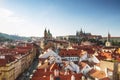 View of Prague rooftops, St. Vitus Cathedral and St. Nicholas Cathedral Royalty Free Stock Photo