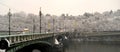 A view of Prague in a snowy day