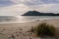 View of the Praia San Francisco and Monte Louro peak in Galicia