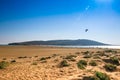 View of Prasonisi Kite Beach and kiss of the two seas. Rhodes, G Royalty Free Stock Photo