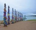 View of the prayer pillars. Royalty Free Stock Photo