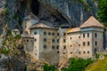 View of Predjama castle in Slovenia