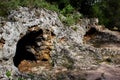 View of Prehistoric Caves in the City of Cala Sant Vicent, Mallorca, Spain 2018