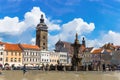 View of Premysl Otakar II. square in Ceske Budejovice - Watercolor style Royalty Free Stock Photo