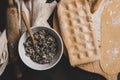 View of the preparation of homemade stuffed ravioli Royalty Free Stock Photo