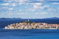 View of Primosten, Croatia. Dalmatian coast. Panoramic view, famous Croatian tourist destination. Royalty Free Stock Photo