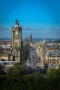 View of Princes Street from Calton Hill, Edinburgh, Scotland Royalty Free Stock Photo