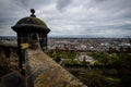 View of Princes Street from the inside of the Edinburgh Castle, in Scotland, UK Royalty Free Stock Photo