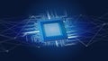 Processor chip and network connection - 3d render Royalty Free Stock Photo