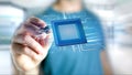 Processor chip and network connection - 3d render Royalty Free Stock Photo