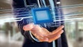 Processor chip and network connection - 3d render Royalty Free Stock Photo