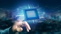 Processor chip and network connection - 3d render Royalty Free Stock Photo