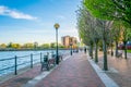 View of a promenade next to Irwell river in Salford, England Royalty Free Stock Photo